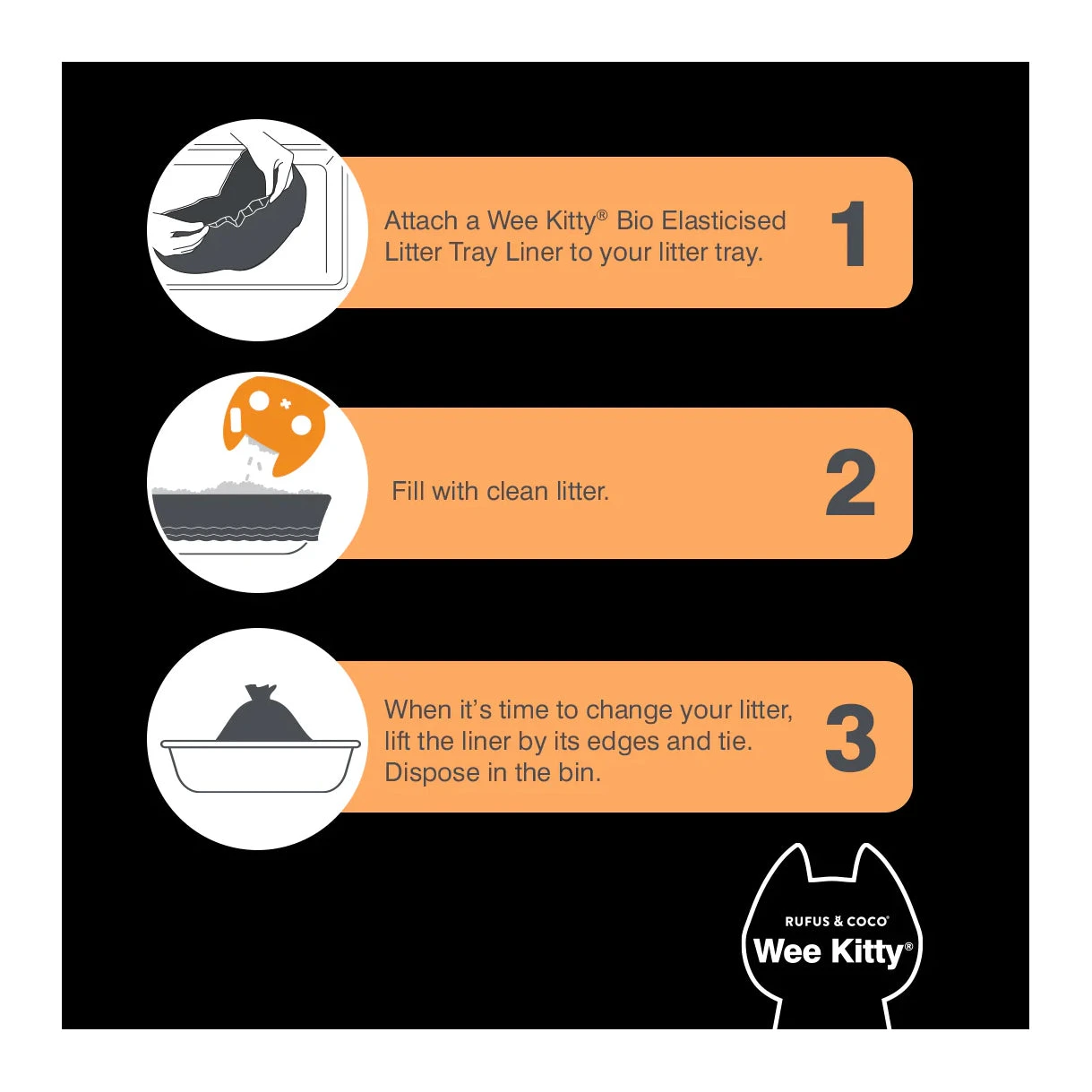 Rufus & Coco Wee Kitty Bio Elasticised Litter Tray Liners Large 10 Pack 4 Rufus & Coco Wee Kitty Bio Elasticised Litter Tray Liners Large 10 Pack - Image 4