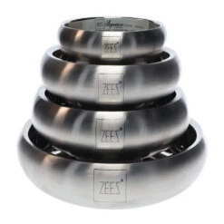 ZEEZ Signature Collection Stainless Steel Curved Pet Bowl -Vetn Pet Direct Store zeez curved bowl group