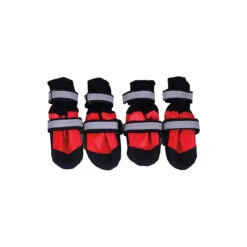 ZeeZ Waterproof Nylon Dog Boots - 4 Pack -Vetn Pet Direct Store zeez waterproof dog socks red1