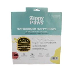 ZippyPaws Happy Bowl Slow Feeder - Hamburger 7 ZippyPaws Happy Bowl Slow Feeder - Hamburger -Vetn Pet Direct Store zippy paws hamburger happy bowl back 4web