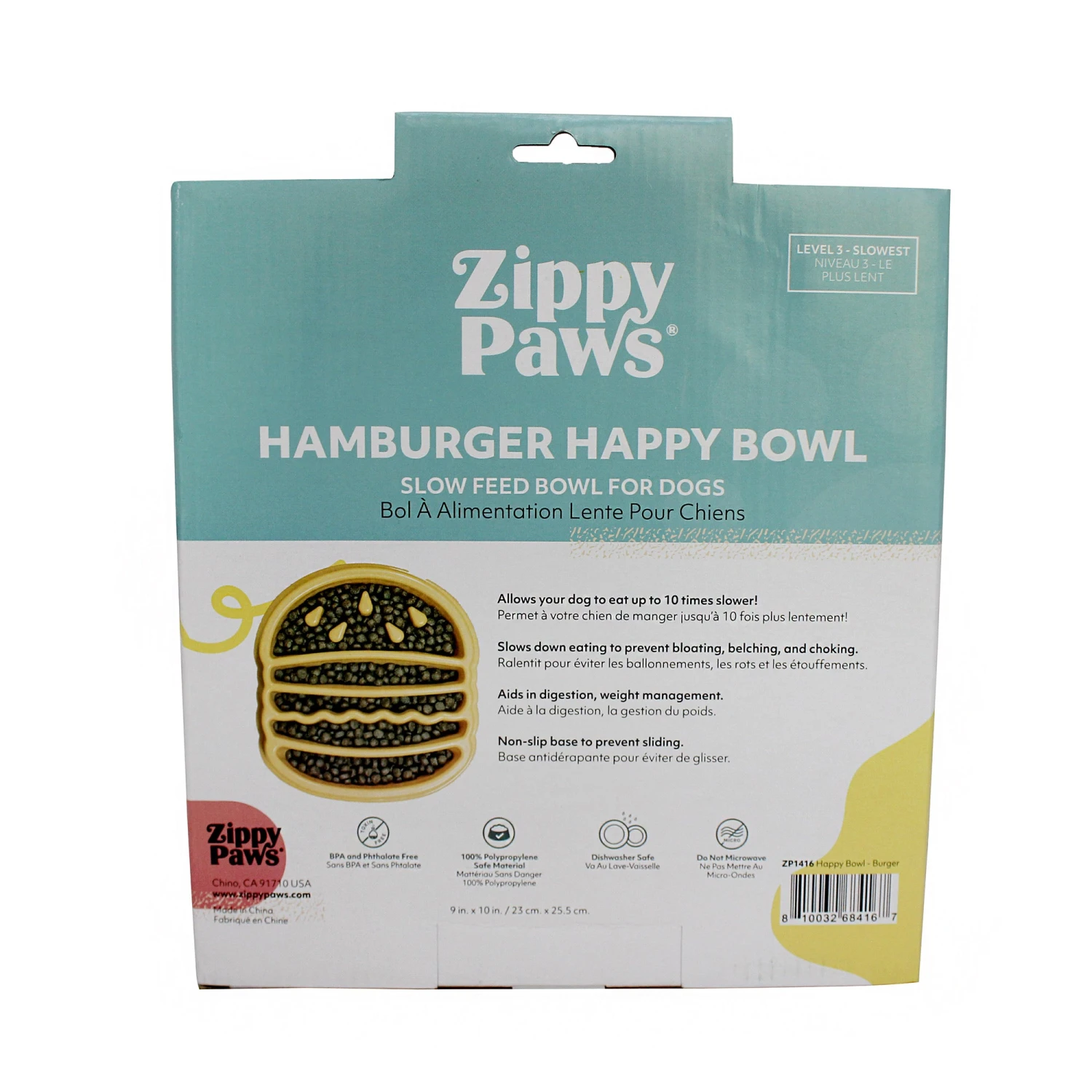 ZippyPaws Happy Bowl Slow Feeder - Hamburger 3 ZippyPaws Happy Bowl Slow Feeder - Hamburger - Image 3