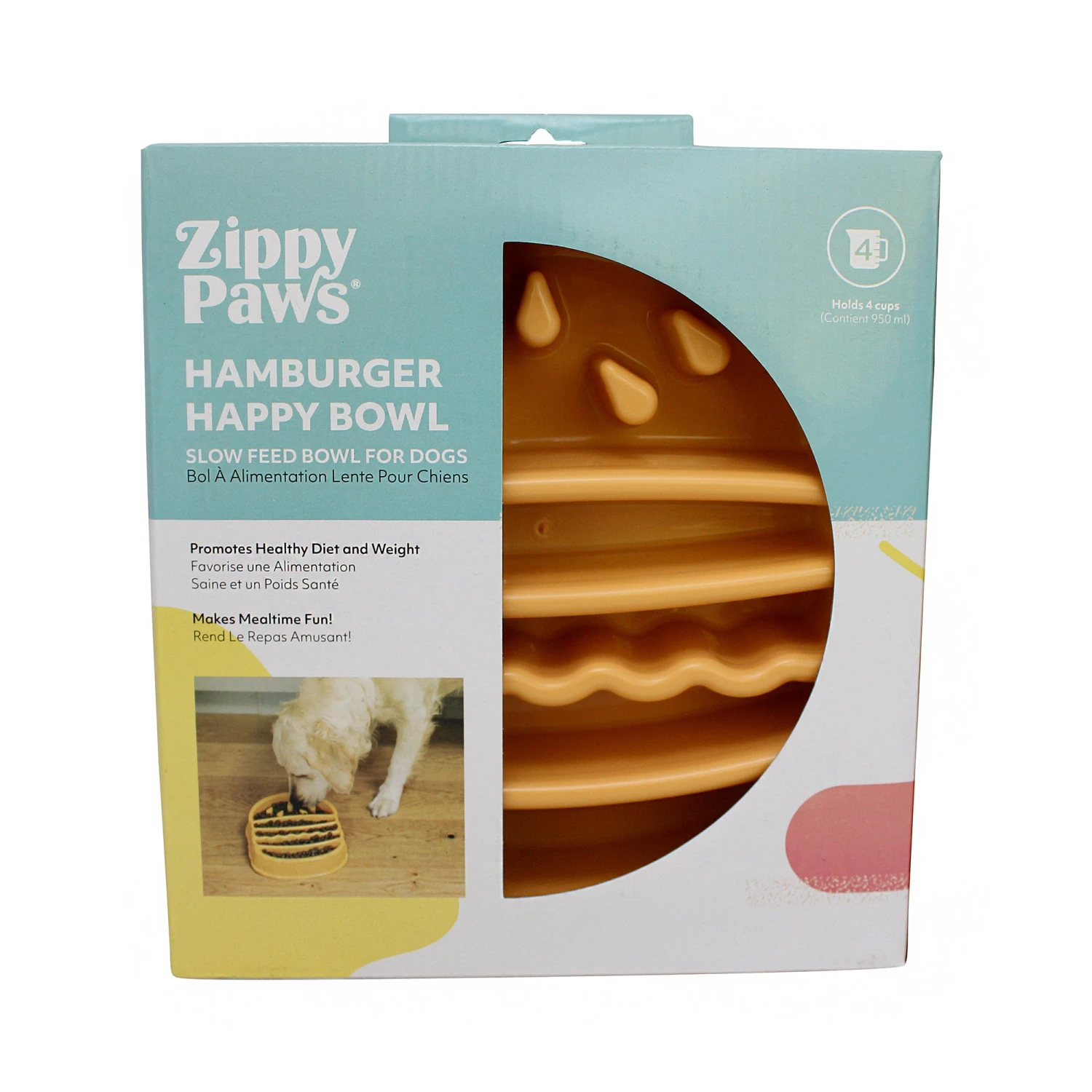 ZippyPaws Happy Bowl Slow Feeder - Hamburger 2 ZippyPaws Happy Bowl Slow Feeder - Hamburger - Image 2