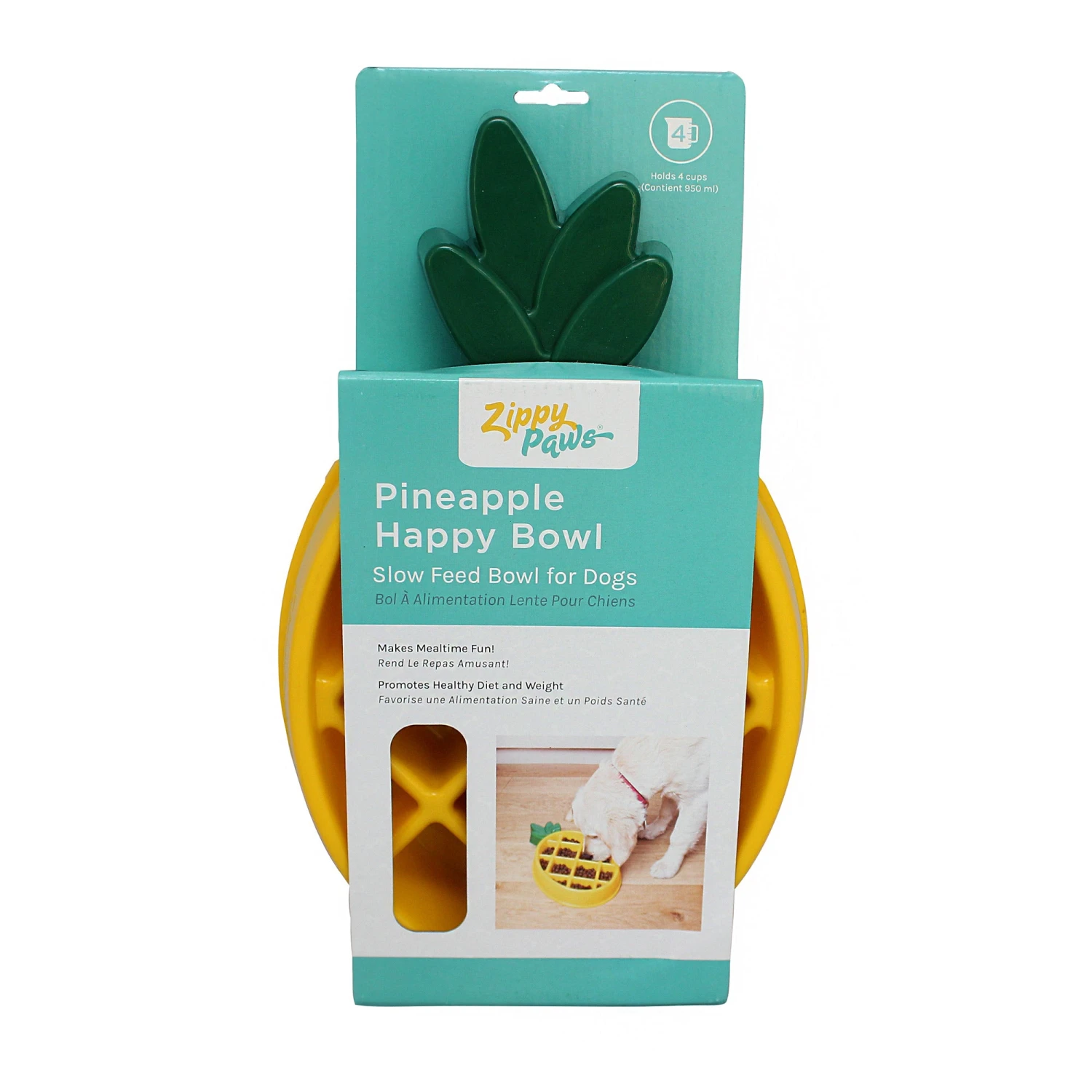 ZippyPaws Happy Bowl Slow Feeder - Pineapple 2 ZippyPaws Happy Bowl Slow Feeder - Pineapple - Image 2