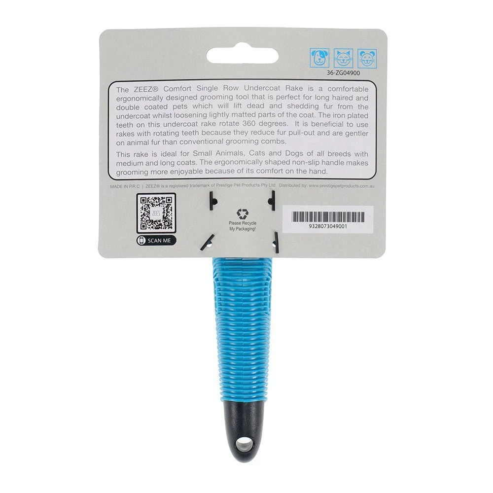 ZeeZ Comfort Single Row Rotating Teeth Undercoat Rake - 20 Teeth (Long Pins) 2 ZeeZ Comfort Single Row Rotating Teeth Undercoat Rake - 20 Teeth (Long Pins) - Image 2